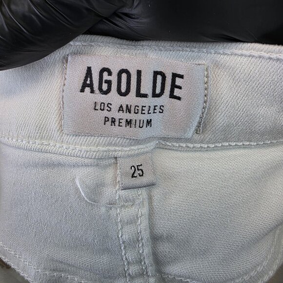 AGOLDE Jeans Womens 25 White High Rise Skinny Raw Hem Stretch Ankle A018 B-1013 - Picture 9 of 12